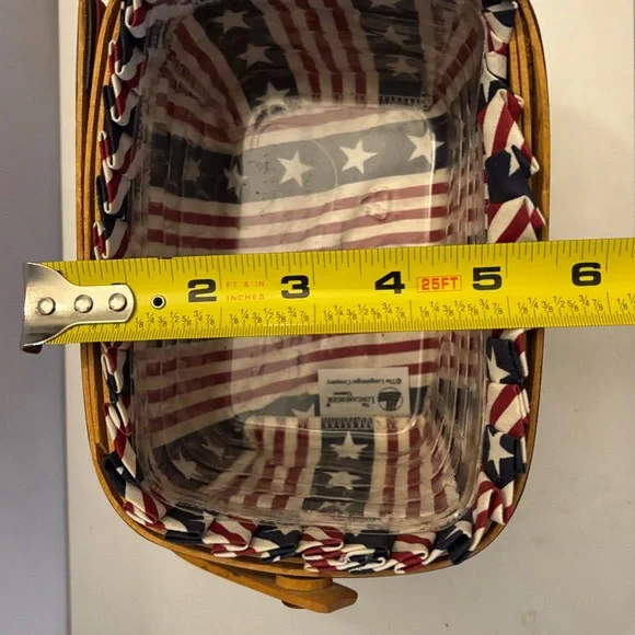 Longaberger Patriotic Basket with Red White Blue Fabric, Plastic Liner & Handle - Picture 7 of 7